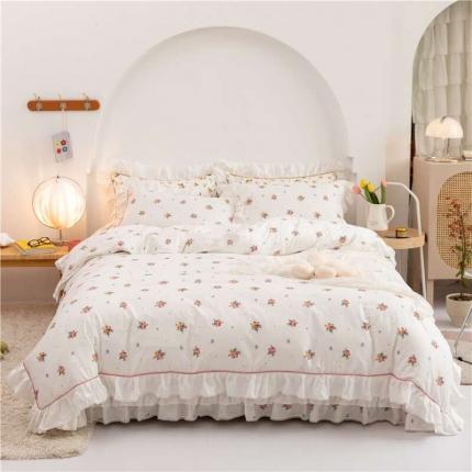 91家纺网 家纺一手货源 找家纺 （总）婳庭 2021新款斜纹13372荷叶花边工艺全棉四件套