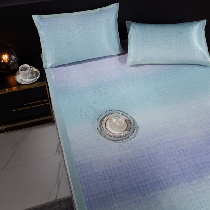 91家纺网 家纺一手货源 找家纺 安哆啦 2021新款全棉宽边冰丝席三件套 彩条