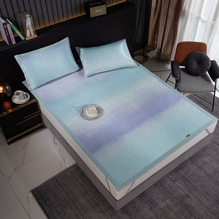 91家纺网 家纺一手货源 找家纺 安哆啦 2021新款全棉宽边冰丝席三件套 彩条