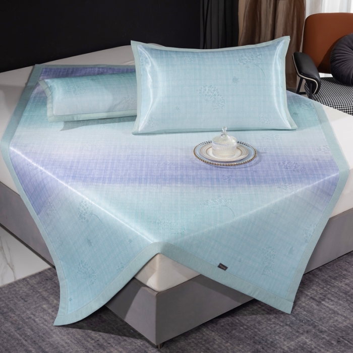 91家纺网 家纺一手货源 找家纺 安哆啦 2021新款全棉宽边冰丝席三件套 彩条