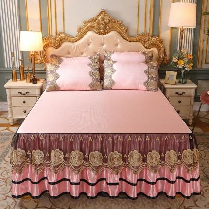 91家纺网 家纺一手货源 找家纺 瑞宝 2025新款欧式印花单凉席 粉玉