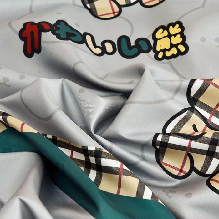 91家纺网 家纺一手货源 找家纺 同田 2023新款大版冰丝床笠凉席三件套空调软席 格子熊