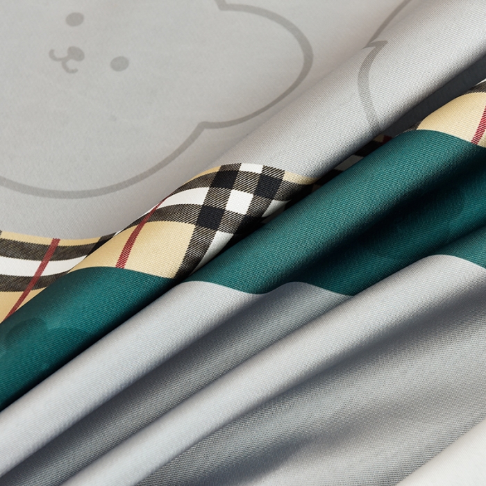 91家纺网 家纺一手货源 找家纺 同田 2023新款大版冰丝床笠凉席三件套空调软席 格子熊