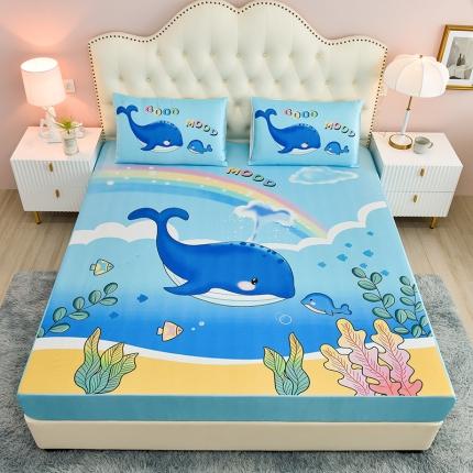 91家纺网 家纺一手货源 找家纺 同田 2023新款大版冰丝床笠凉席三件套空调软席 海底世界