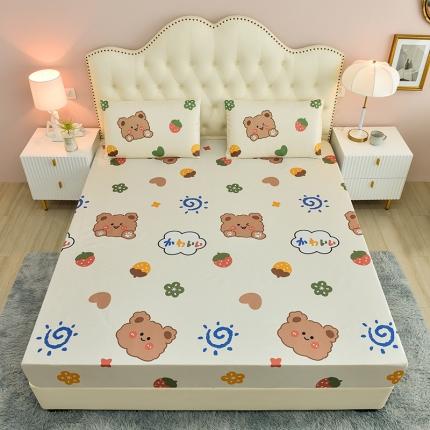 91家纺网 家纺一手货源 找家纺 同田 2023新款大版冰丝床笠凉席三件套空调软席 熊宝宝