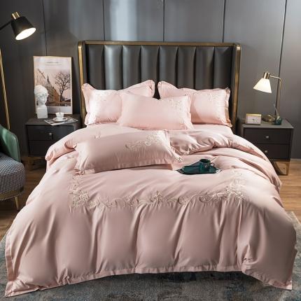 91家纺网 家纺一手货源 找家纺 （总）骏腾 2022新款水洗冰丝刺绣四件套水洗真丝天丝