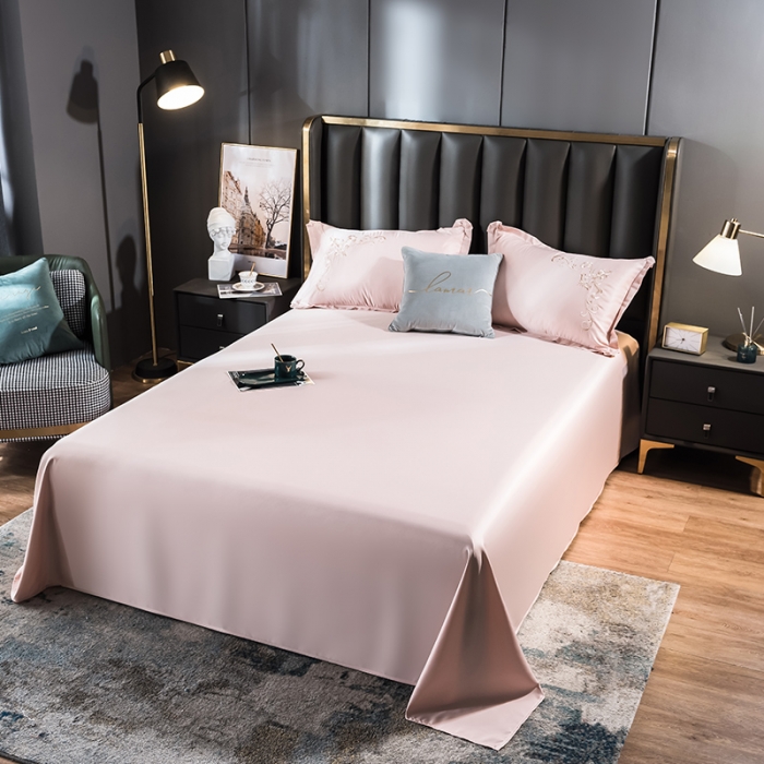 91家纺网 家纺一手货源 找家纺 骏腾 2022新款水洗冰丝刺绣四件套水洗真丝天丝艾莎-玫瑰粉