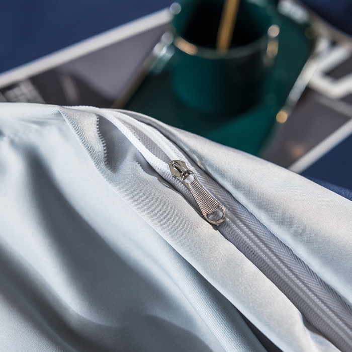 91家纺网 家纺一手货源 找家纺 骏腾 2022新款水洗冰丝刺绣四件套水洗真丝天丝艾莎-深海蓝