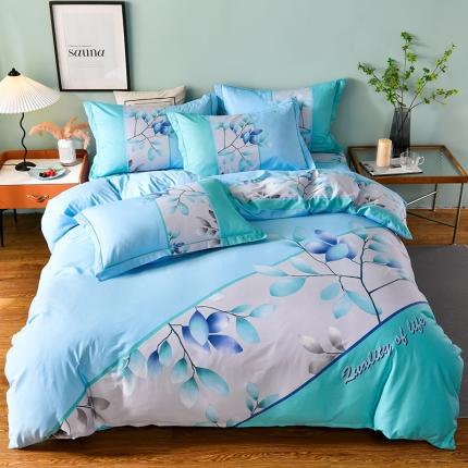 91家纺网 家纺一手货源 找家纺 润淳 2025全棉13372大版印花四件套纯棉 记忆山谷