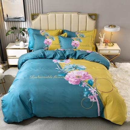 91家纺网 家纺一手货源 找家纺 润淳 2025全棉13372大版印花四件套纯棉清雅若汐紫