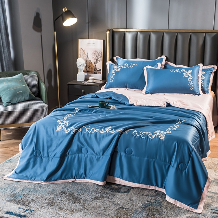 91家纺网 家纺一手货源 找家纺 （总）骏腾 2022新款水洗冰丝夏被四件套水洗真丝天丝