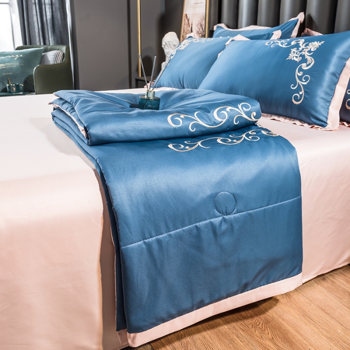 91家纺网 家纺一手货源 找家纺 （总）骏腾 2022新款水洗冰丝夏被四件套水洗真丝天丝