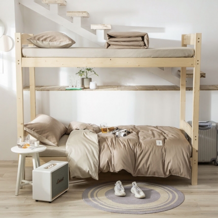 91家纺网 家纺一手货源 找家纺 纯色拼色全棉纯棉正宗13372学生宿舍三件套寝室上下铺六件套