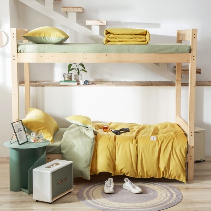 91家纺网 家纺一手货源 找家纺 纯色拼色全棉纯棉正宗13372学生宿舍三件套寝室上下铺六件套