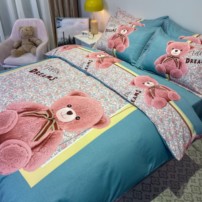 91家纺网 家纺一手货源 找家纺 （总）金爱家 2021新款大版全棉平网卡通四件套