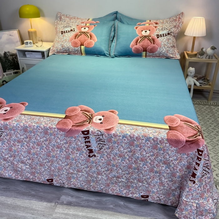 91家纺网 家纺一手货源 找家纺 （总）金爱家 2021新款大版全棉平网卡通四件套