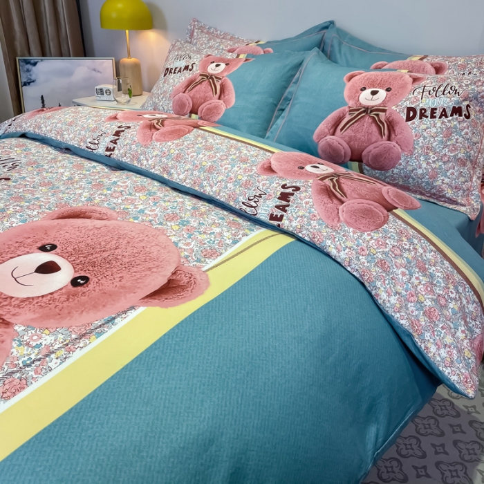 91家纺网 家纺一手货源 找家纺 （总）金爱家 2021新款大版全棉平网卡通四件套