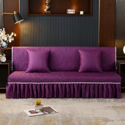 丽朝国际 2021新款 冰丝雕花沙发床罩 罗兰紫