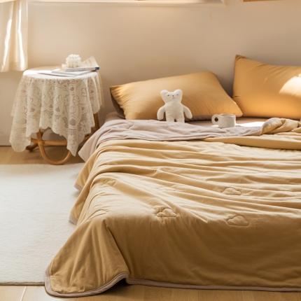 91家纺网 家纺一手货源 找家纺 （总）风向标 2022春夏新品针织棉夏被纯色双拼款