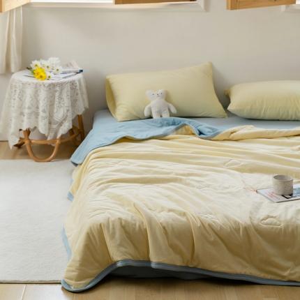 91家纺网 家纺一手货源 找家纺 （总）风向标 2022春夏新品针织棉夏被纯色双拼款