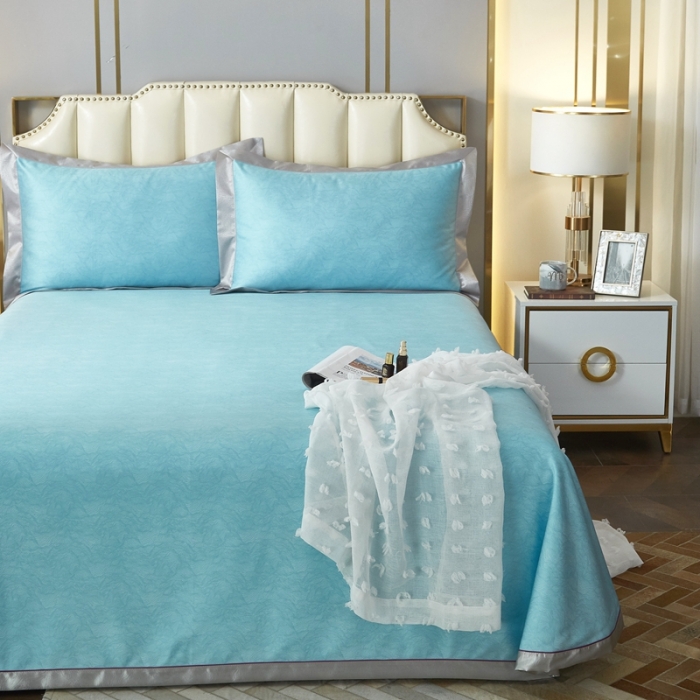 91家纺网 家纺一手货源 找家纺 威克凯丽 2023新款竹语天丝软凉席 千里江山-天青