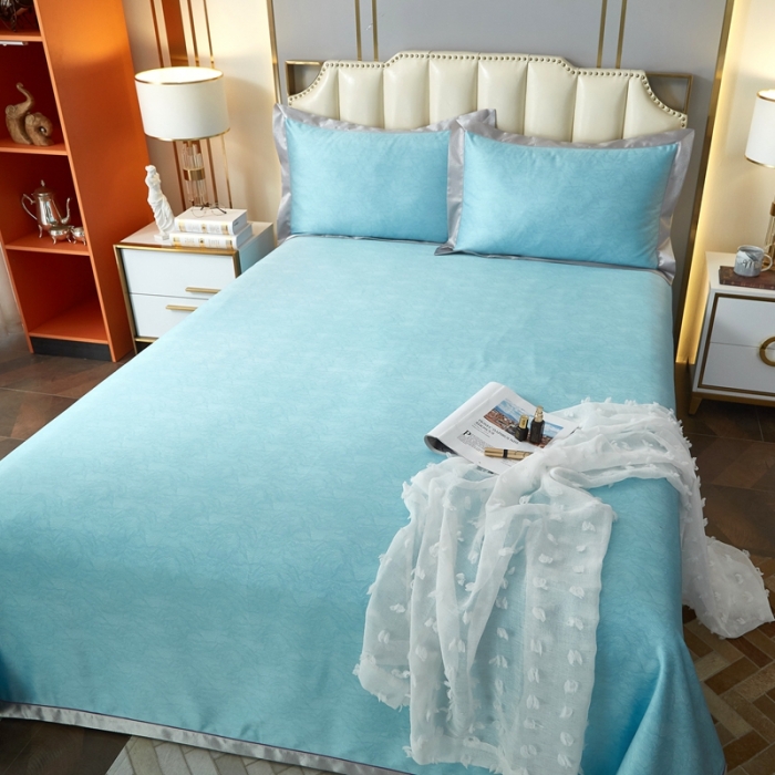 91家纺网 家纺一手货源 找家纺 威克凯丽 2023新款竹语天丝软凉席 千里江山-天青