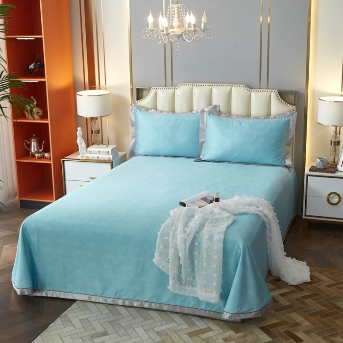 91家纺网 家纺一手货源 找家纺 威克凯丽 2023新款竹语天丝软凉席 千里江山-天青