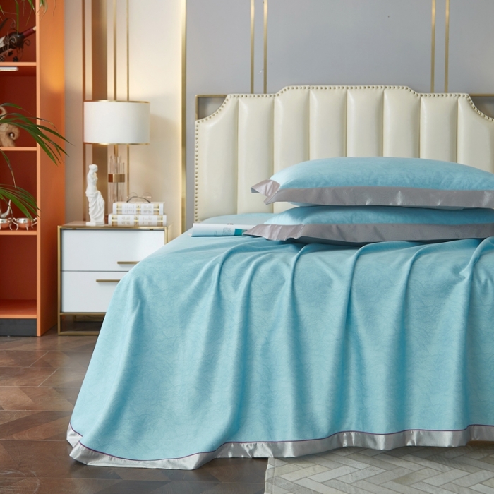 91家纺网 家纺一手货源 找家纺 威克凯丽 2023新款竹语天丝软凉席 千里江山-天青