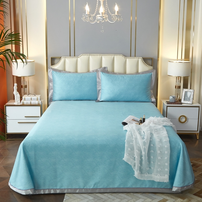 91家纺网 家纺一手货源 找家纺 威克凯丽 2023新款竹语天丝软凉席 千里江山-天青