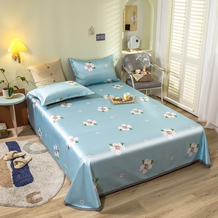 91家纺网 家纺一手货源 找家纺 琪格格 2022新款大版印花凉感冰丝席三件套 棉朵