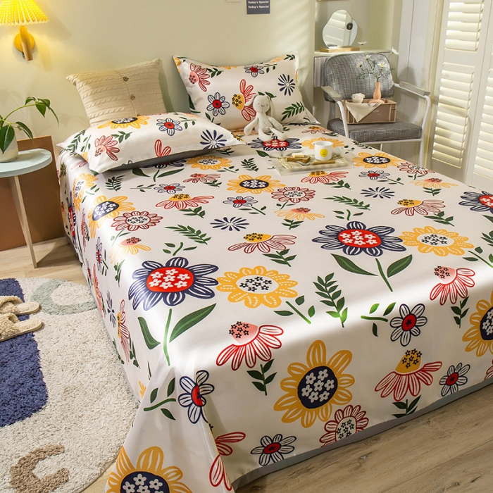 91家纺网 家纺一手货源 找家纺 琪格格 2022新款大版印花凉感冰丝席三件套 幸福花