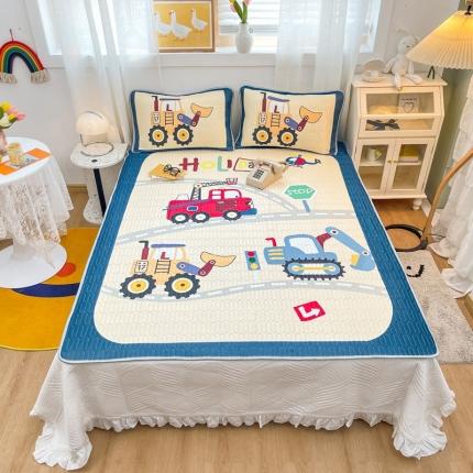 金爱家 2021新款卡通乳胶凉席三件套 工程车