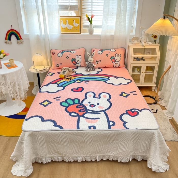 91家纺网 家纺一手货源 找家纺 金爱家 2021新款卡通乳胶凉席三件套 萝卜兔兔