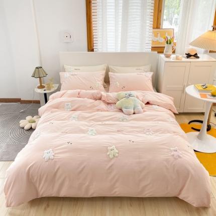 91家纺网 家纺一手货源 找家纺 （总）嗨购 2021新款水洗棉小熊四件套