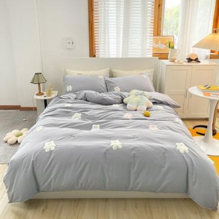 91家纺网 家纺一手货源 找家纺 （总）嗨购 2021新款水洗棉小熊四件套