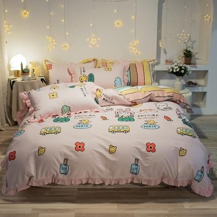 91家纺网 家纺一手货源 找家纺 （总）琪格格 2022新款工艺款裙边全棉印花四件套