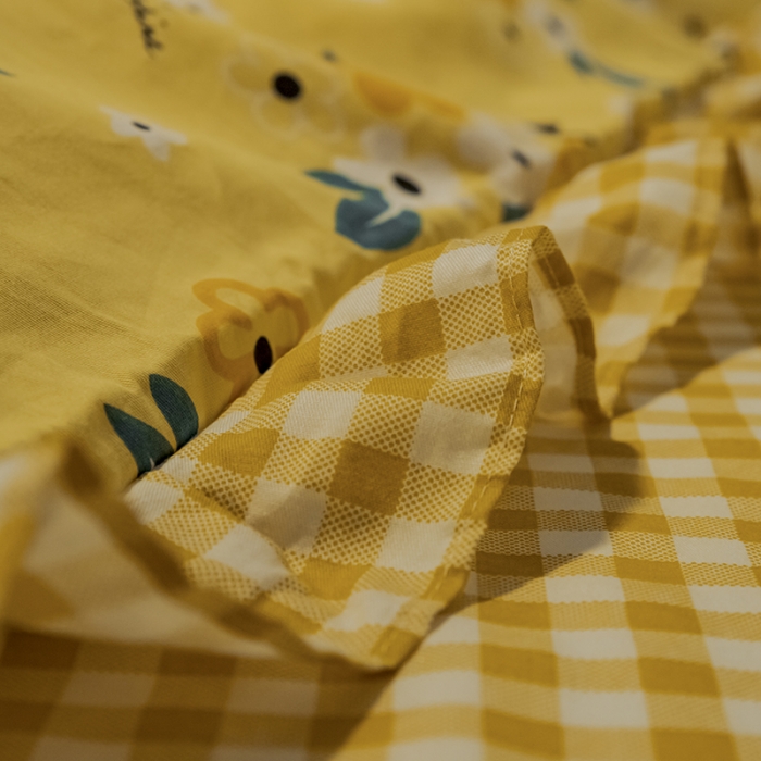 91家纺网 家纺一手货源 找家纺 琪格格 2022新款工艺款裙边全棉印花四件套 悠然花海