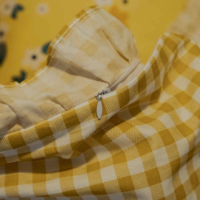 91家纺网 家纺一手货源 找家纺 琪格格 2022新款工艺款裙边全棉印花四件套 悠然花海