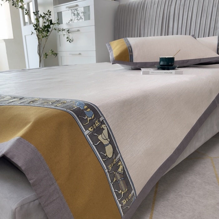 91家纺网 家纺一手货源 找家纺 璞素家居 2021新款简约轻奢风冰丝凉席 米白