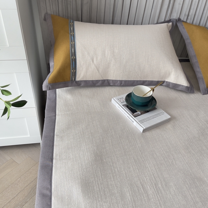 91家纺网 家纺一手货源 找家纺 璞素家居 2021新款简约轻奢风冰丝凉席 米白