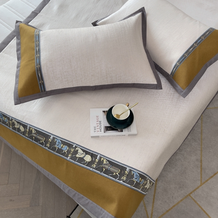 91家纺网 家纺一手货源 找家纺 璞素家居 2021新款简约轻奢风冰丝凉席 米白