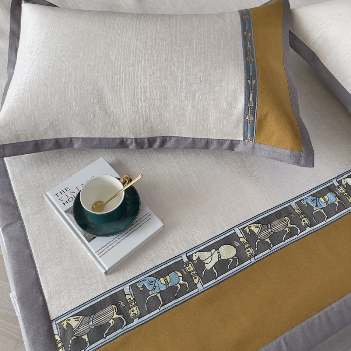 91家纺网 家纺一手货源 找家纺 璞素家居 2021新款简约轻奢风冰丝凉席 米白