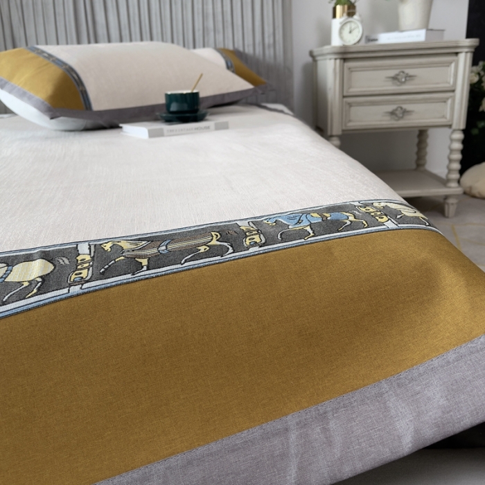 91家纺网 家纺一手货源 找家纺 璞素家居 2021新款简约轻奢风冰丝凉席 米白