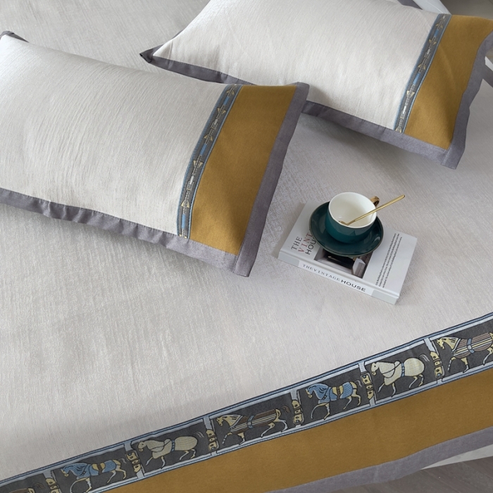 91家纺网 家纺一手货源 找家纺 璞素家居 2021新款简约轻奢风冰丝凉席 米白