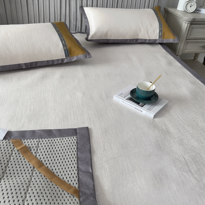 91家纺网 家纺一手货源 找家纺 璞素家居 2021新款简约轻奢风冰丝凉席 米白