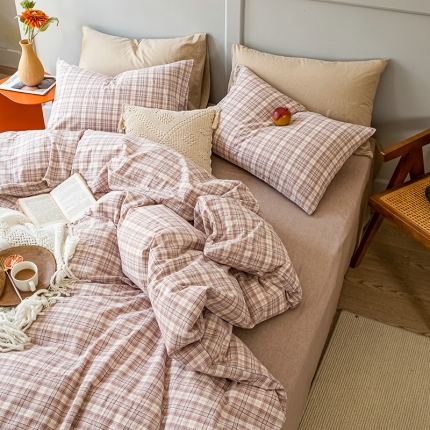 91家纺网 家纺一手货源 找家纺 （总）艾咪 新款日系少女风全棉色织水洗棉四件套三件套