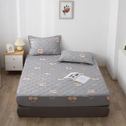 小米笠 2021新款亲肤磨毛夹棉床笠 爱心格