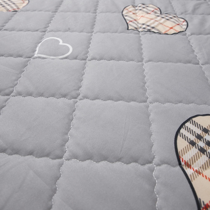 91家纺网 家纺一手货源 找家纺 小米笠 2021新款亲肤磨毛夹棉床笠 爱心格