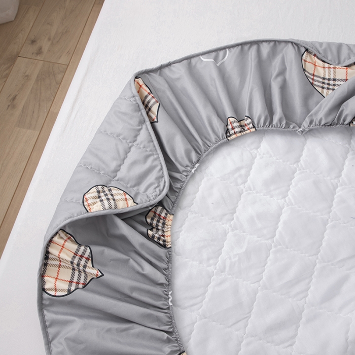 91家纺网 家纺一手货源 找家纺 小米笠 2021新款亲肤磨毛夹棉床笠 爱心格