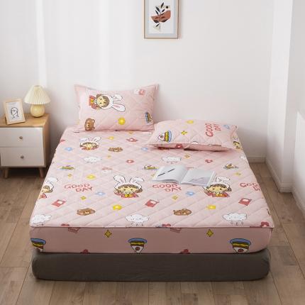 小米笠 2021新款亲肤磨毛夹棉床笠 粉兔女孩